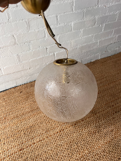 LARGE ITALIAN BRASS & GLASS CEILING PENDANT