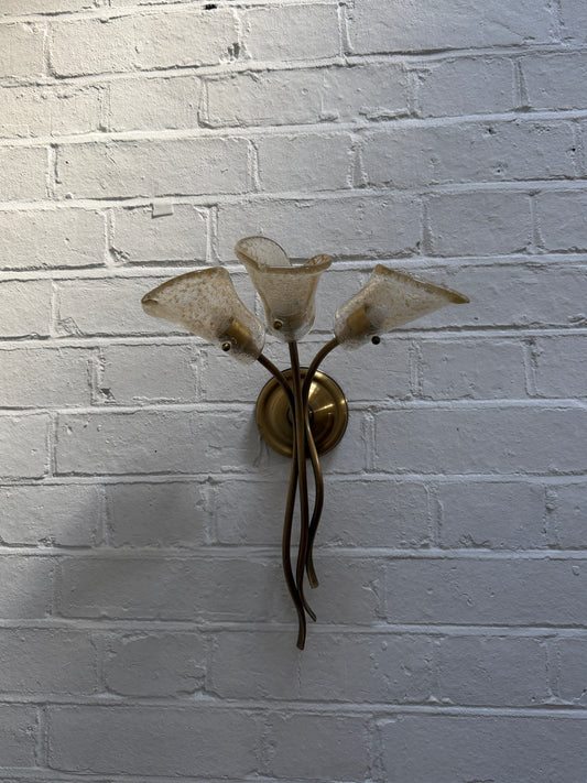 FRENCH FLOWER BRASS WALL LIGHT