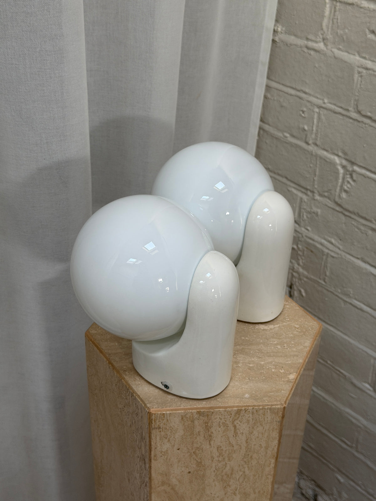 ON HOLD PAIR OF FRENCH CERAMIC BATHROOM LIGHTS