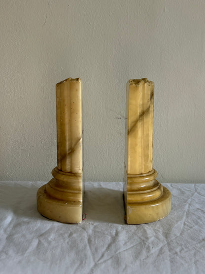 YELLOW ONYX PILLAR BOOK ENDS
