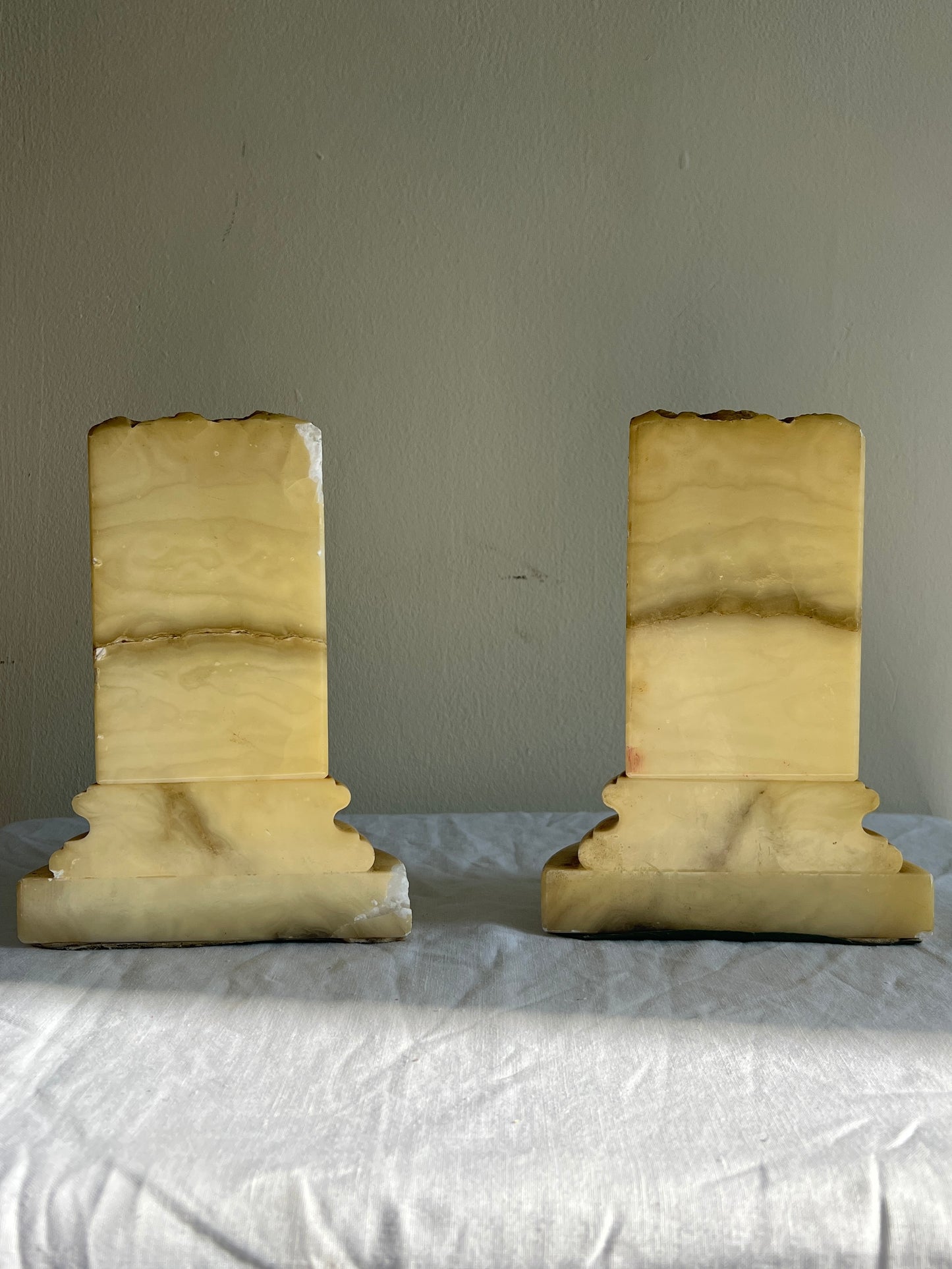 YELLOW ONYX PILLAR BOOK ENDS