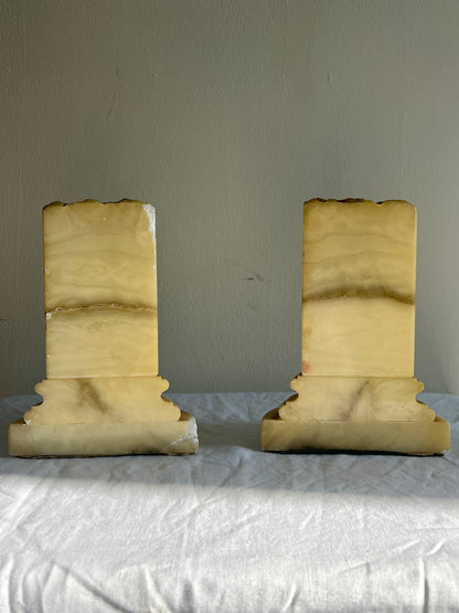 YELLOW ONYX PILLAR BOOK ENDS