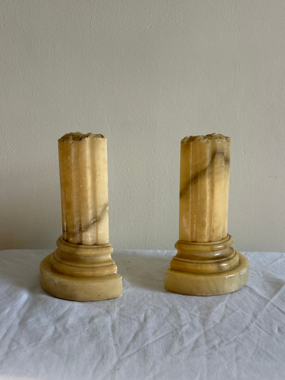 YELLOW ONYX PILLAR BOOK ENDS