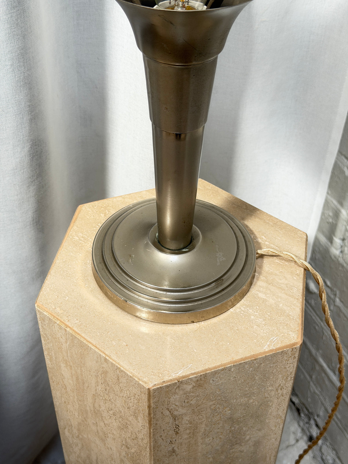 FRENCH CHROME GLASS DOME TABLE LAMP
