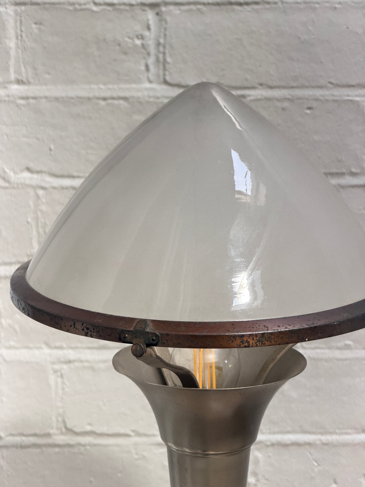 FRENCH CHROME GLASS DOME TABLE LAMP