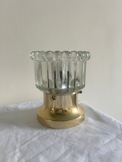 PAIR OF BRASS AND GLASS LIGHTS