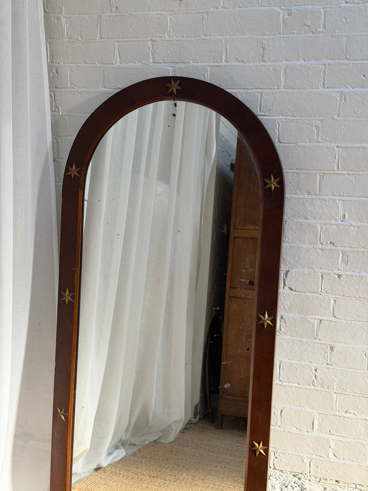 TALL WALNUT VENEER STAR MIRROR