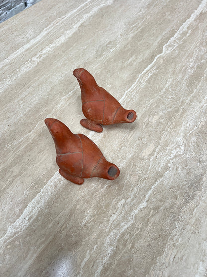 PAIR OF MEXICAN TERRACOTTA PARROTS