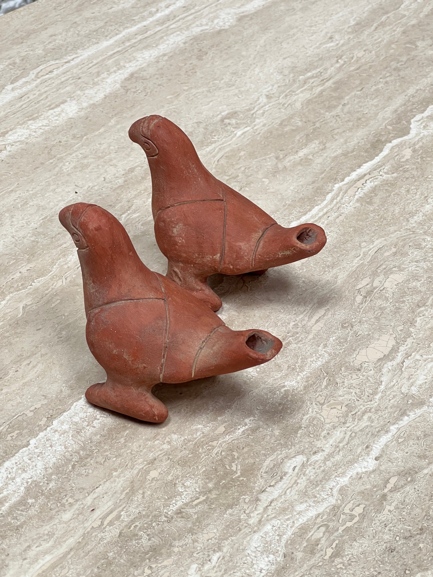 PAIR OF MEXICAN TERRACOTTA PARROTS