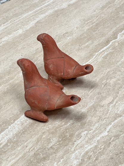 PAIR OF MEXICAN TERRACOTTA PARROTS