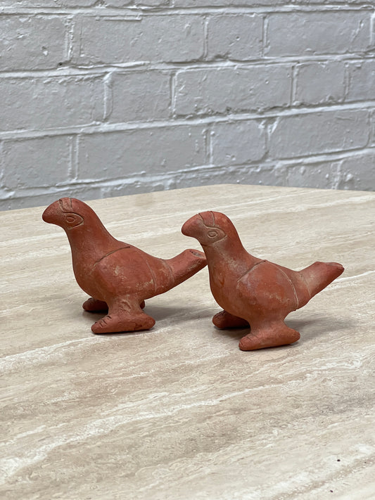 PAIR OF MEXICAN TERRACOTTA PARROTS