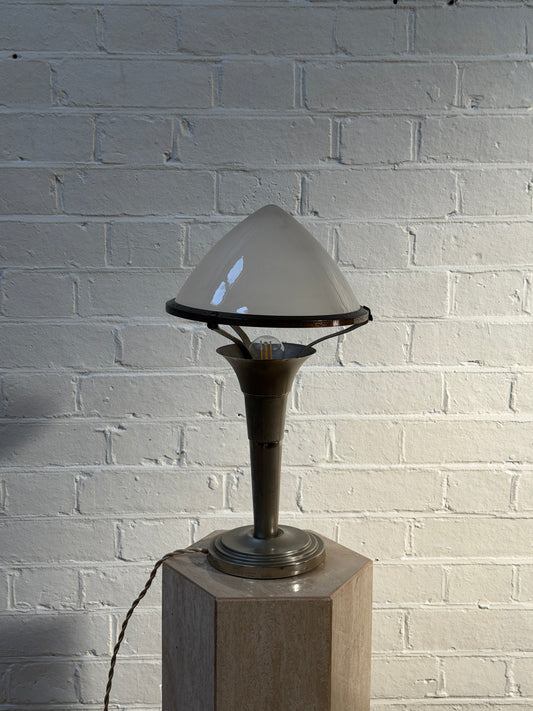 FRENCH CHROME GLASS DOME TABLE LAMP