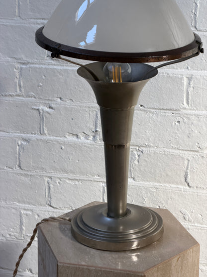 FRENCH CHROME GLASS DOME TABLE LAMP