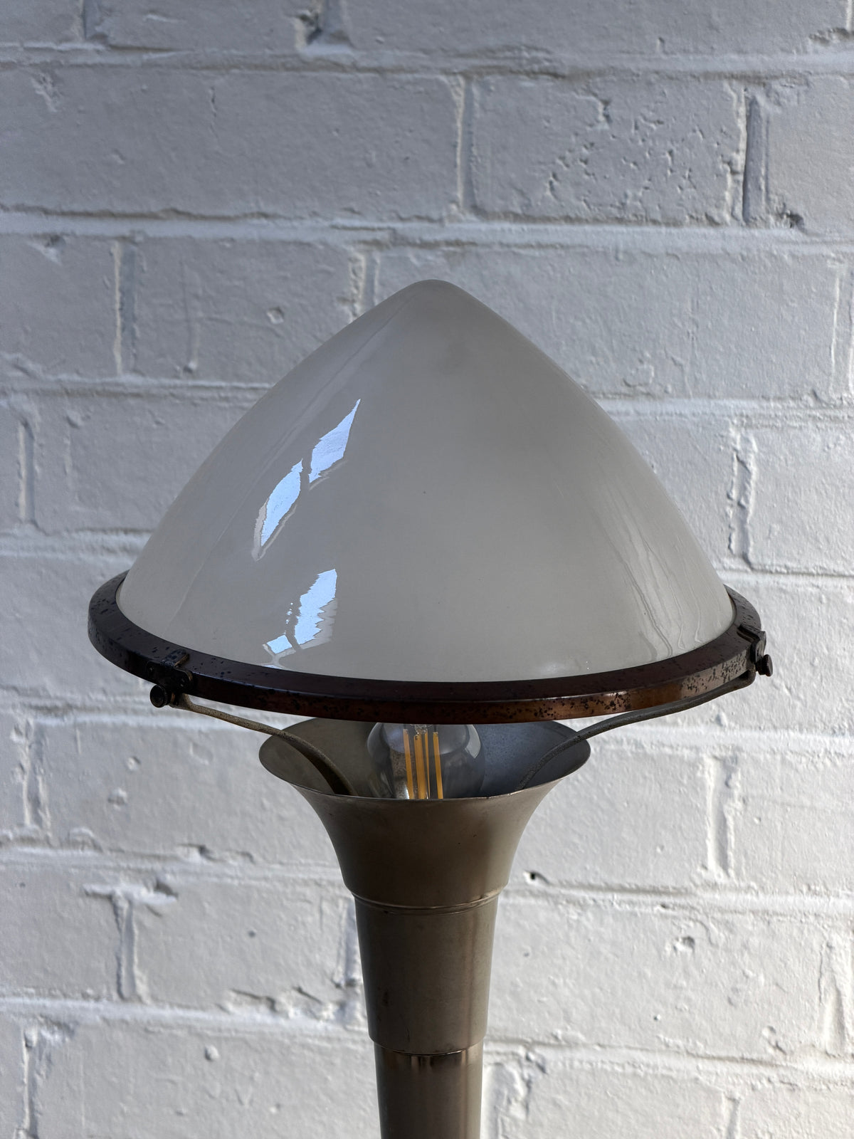 FRENCH CHROME GLASS DOME TABLE LAMP