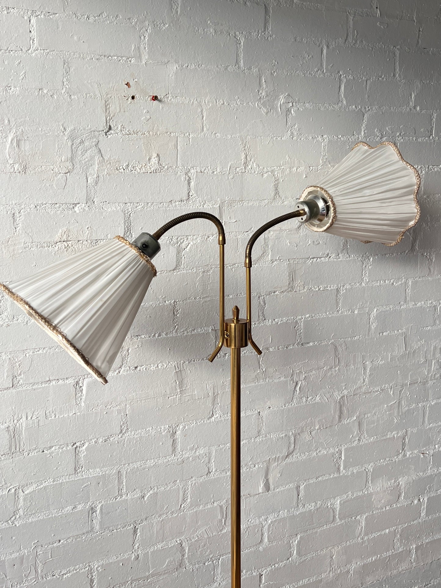 TWO ARM SWEDISH BRASS FLOOR LAMP