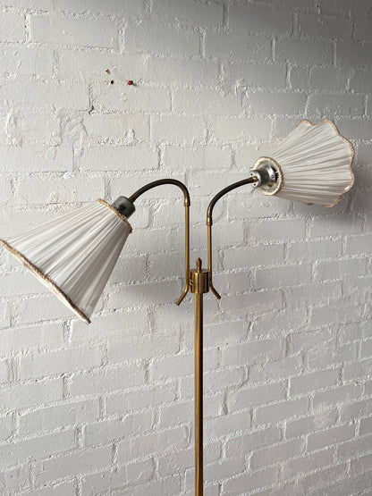 TWO ARM SWEDISH BRASS FLOOR LAMP