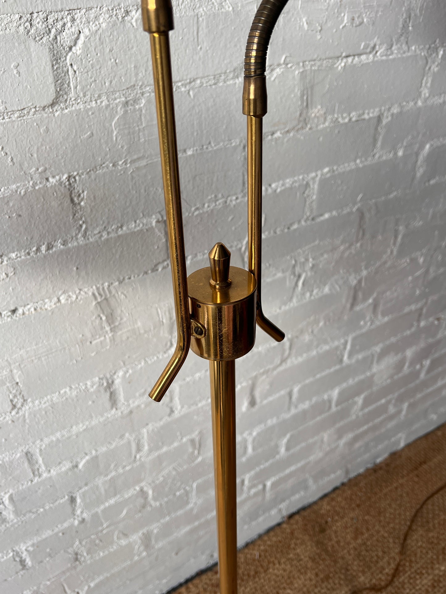 TWO ARM SWEDISH BRASS FLOOR LAMP