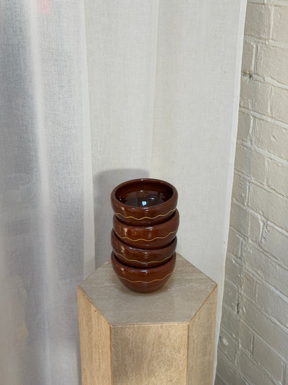SET OF FOUR STUDIO BROWN WIGGLE BOWLS