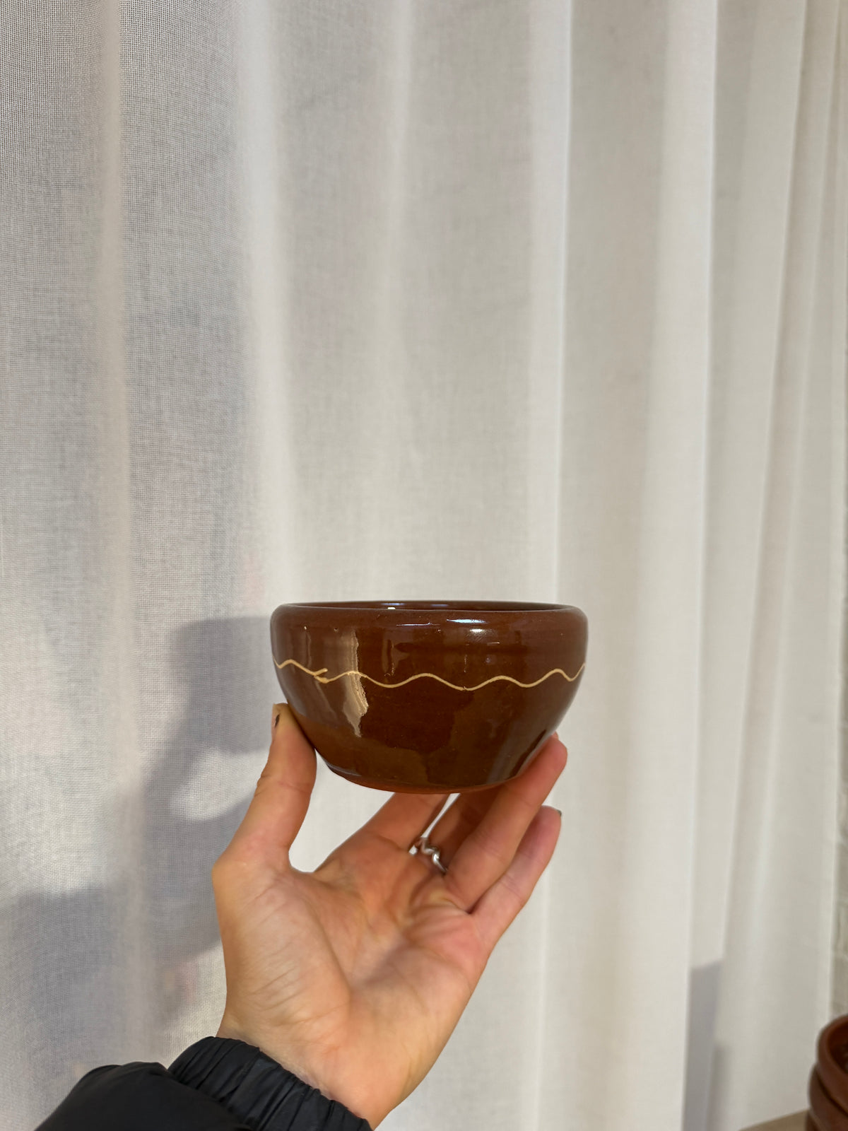 SET OF FOUR STUDIO BROWN WIGGLE BOWLS