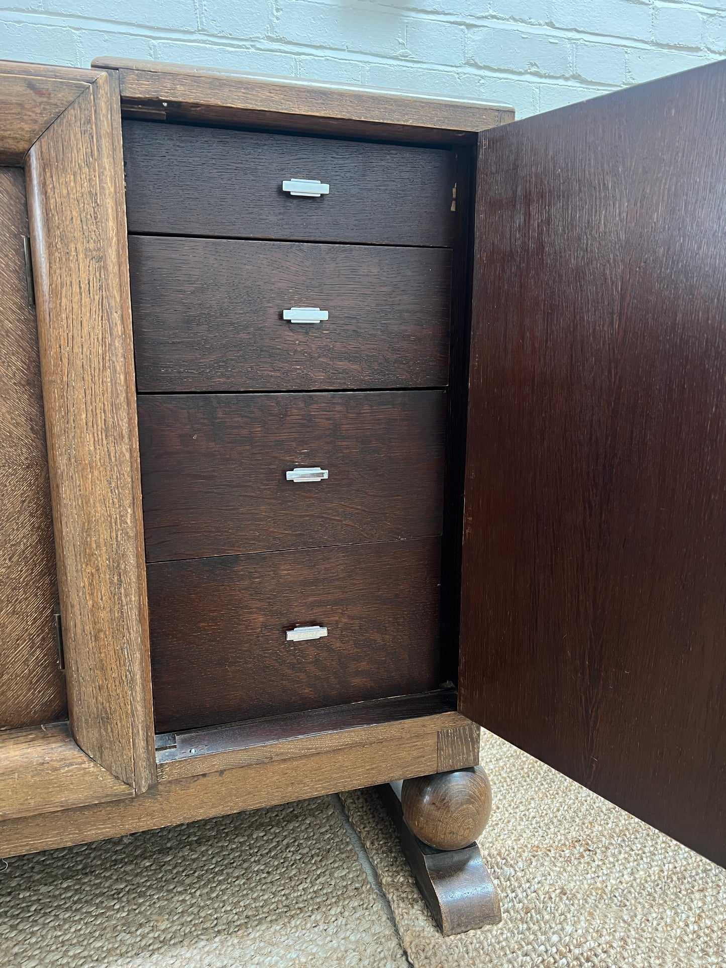 LARGE ART DECO SIDEBOARD WITH BALL FEET