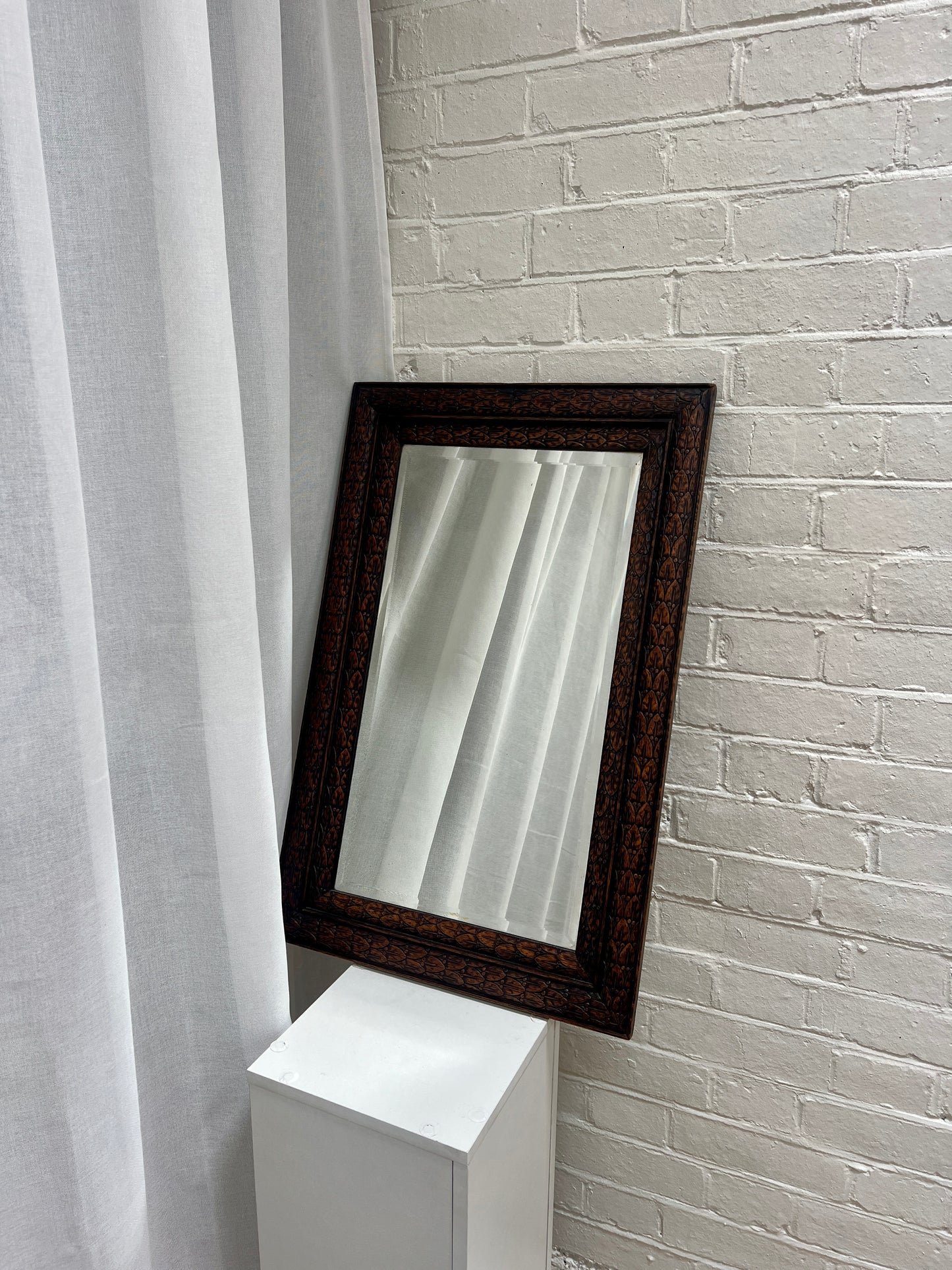 CARVED WOODEN MIRROR