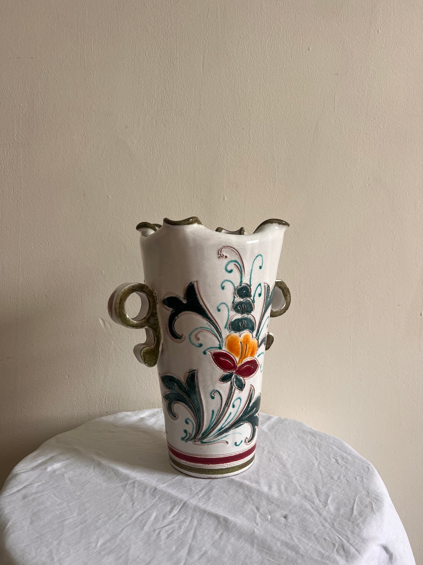 FLORAL CERAMIC ITALIAN VASE