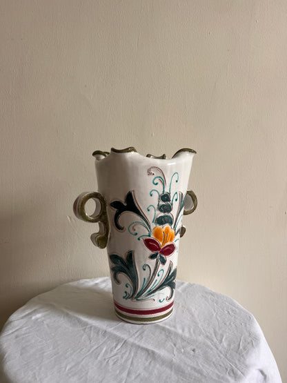 FLORAL CERAMIC ITALIAN VASE