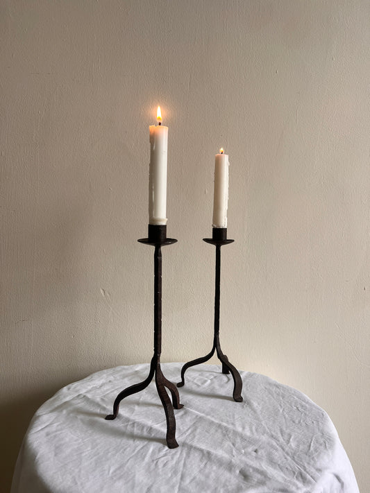 PAIR OF IRON CANDLE STICKS