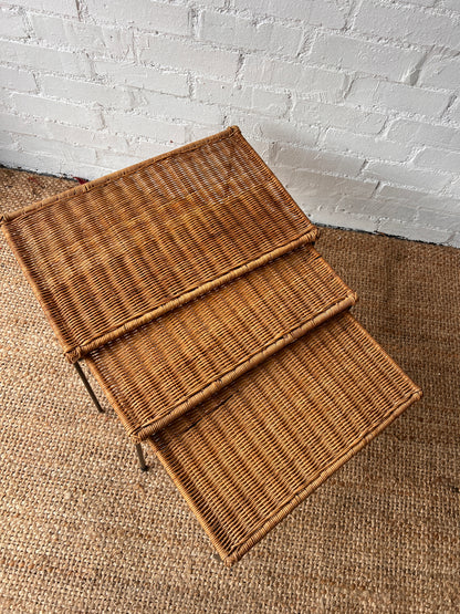 SET OF WICKER NESTING TABLES