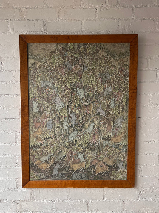 LARGE BALI ILLUSTRATION ON SILK