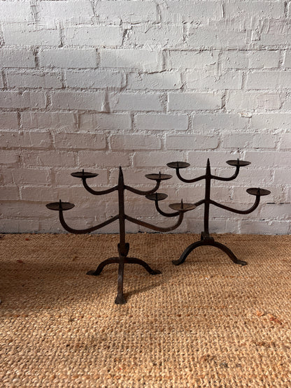 LARGE WROUGHT IRON CANDELABRAS