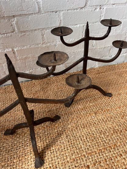 LARGE WROUGHT IRON CANDELABRAS