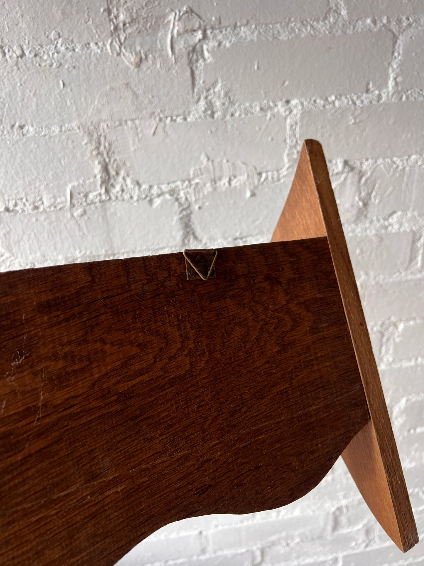 WOODEN WAVY SHELVES WITH BRASS HOOKS