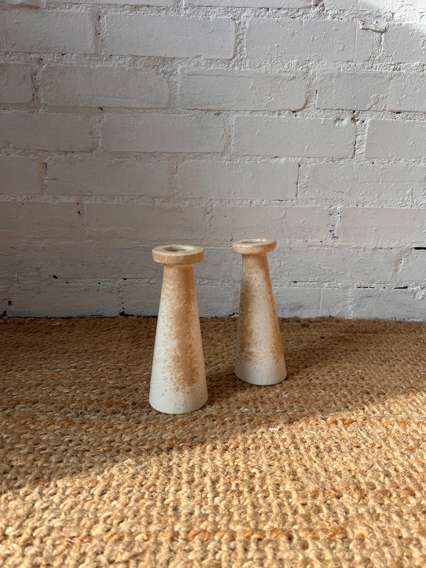 PAIR OF CREAM CERAMIC VASES
