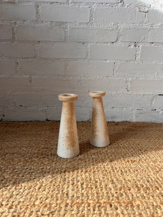 PAIR OF CREAM CERAMIC VASES