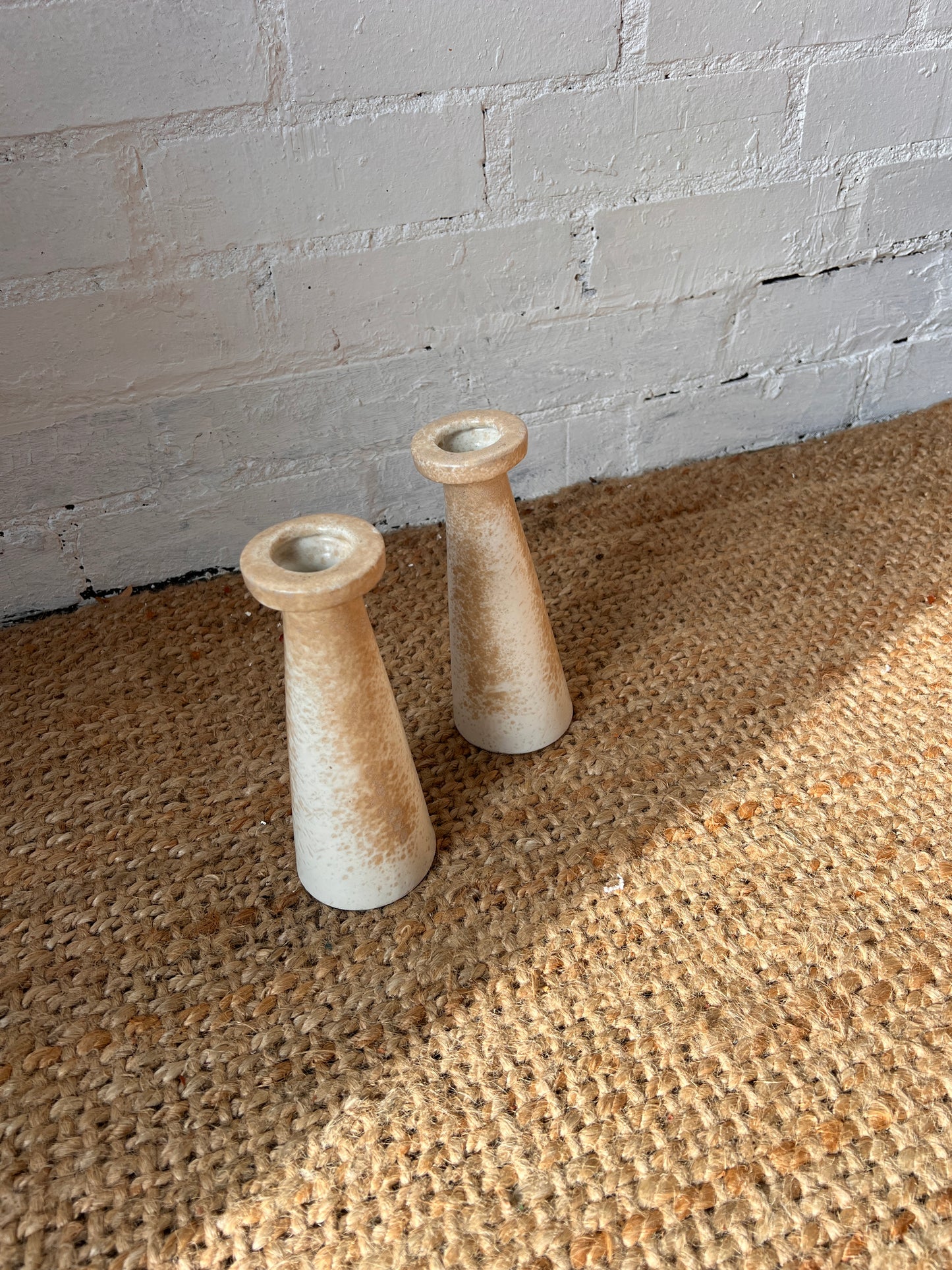 PAIR OF CREAM CERAMIC VASES