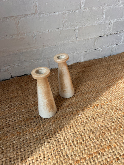 PAIR OF CREAM CERAMIC VASES