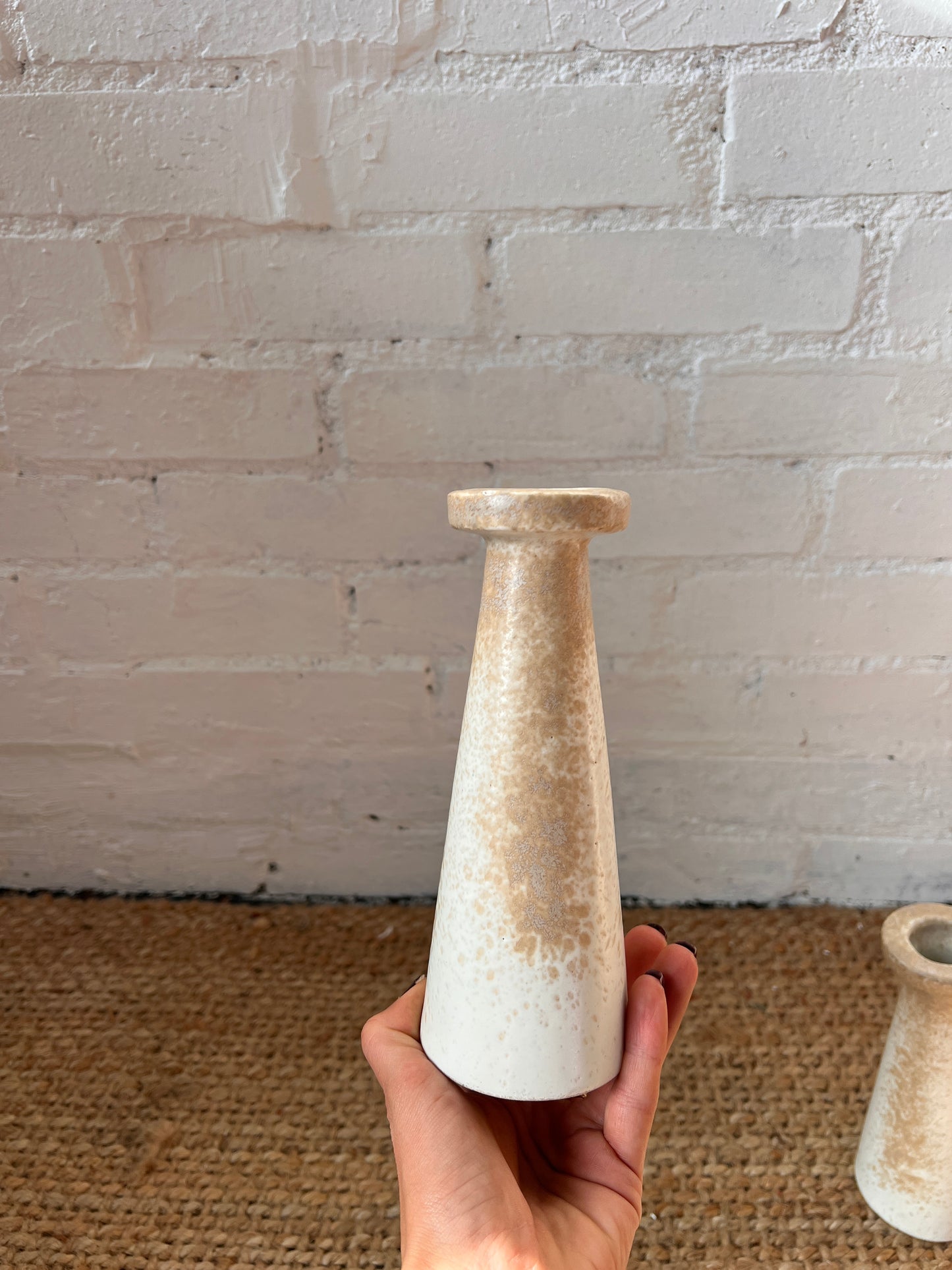 PAIR OF CREAM CERAMIC VASES