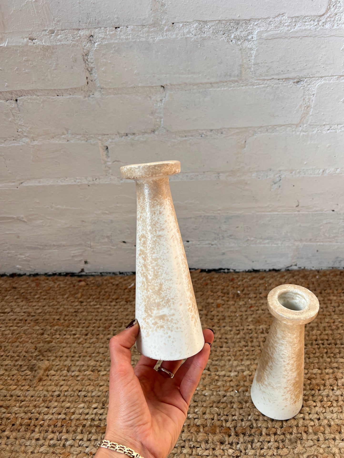 PAIR OF CREAM CERAMIC VASES