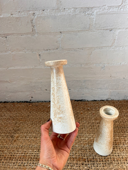 PAIR OF CREAM CERAMIC VASES