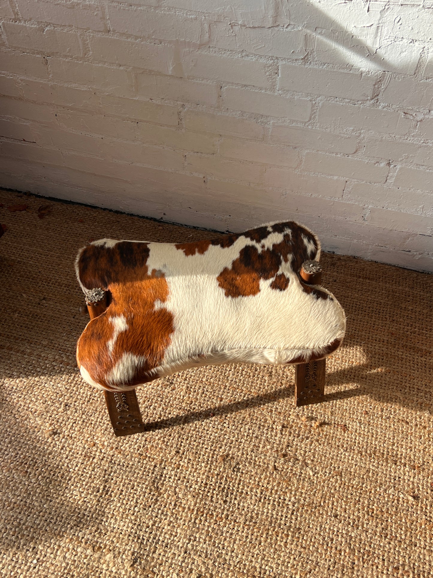 COW HIDE SADDLE STOOL