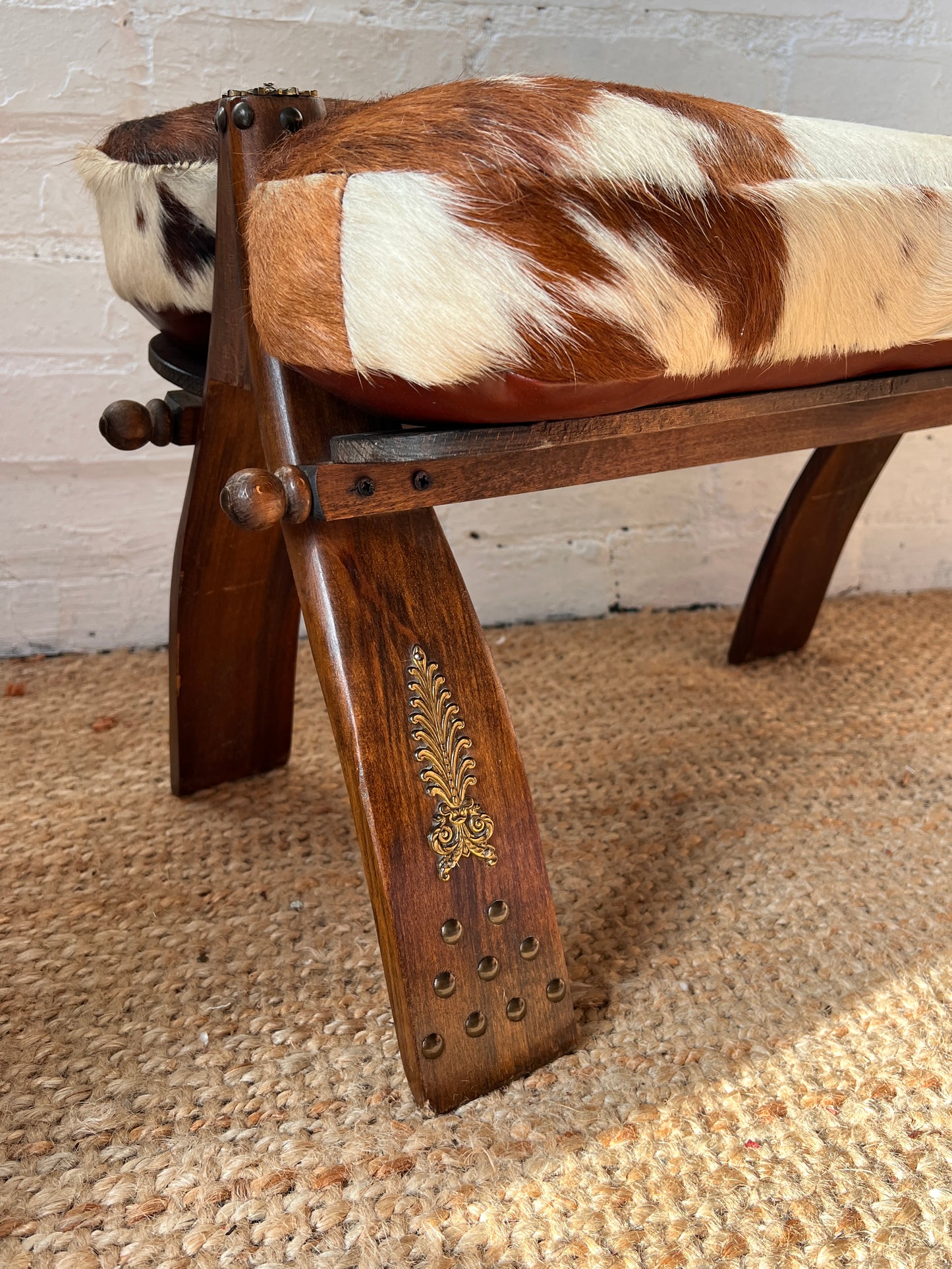 COW HIDE SADDLE STOOL