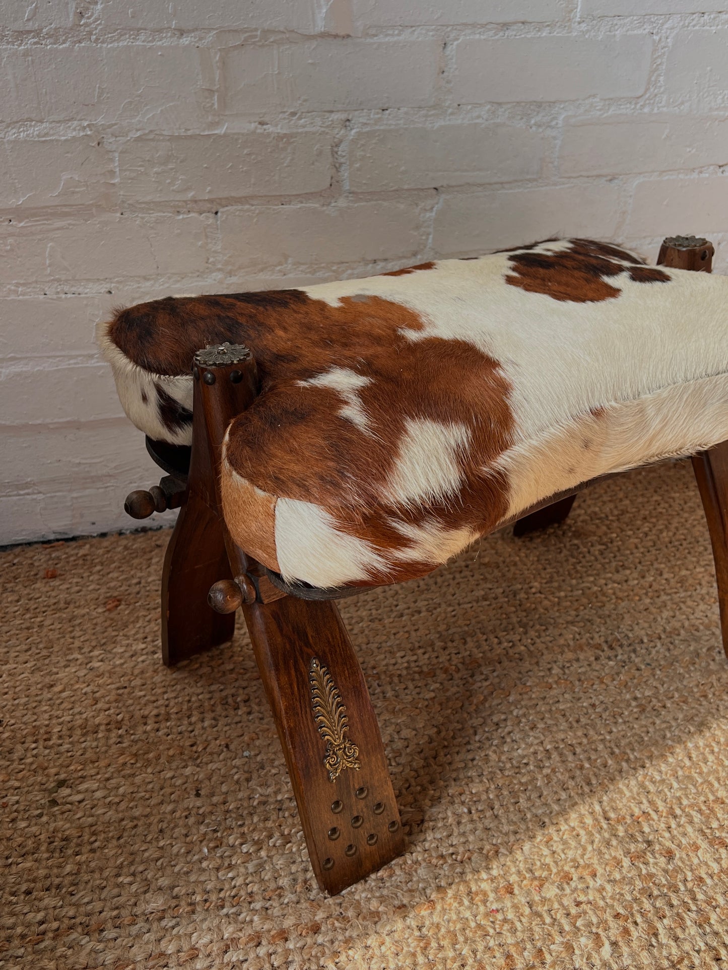 COW HIDE SADDLE STOOL