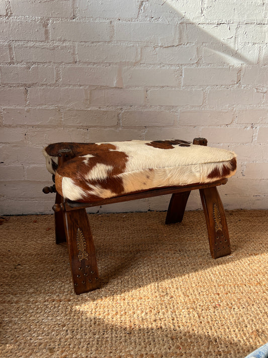 COW HIDE SADDLE STOOL