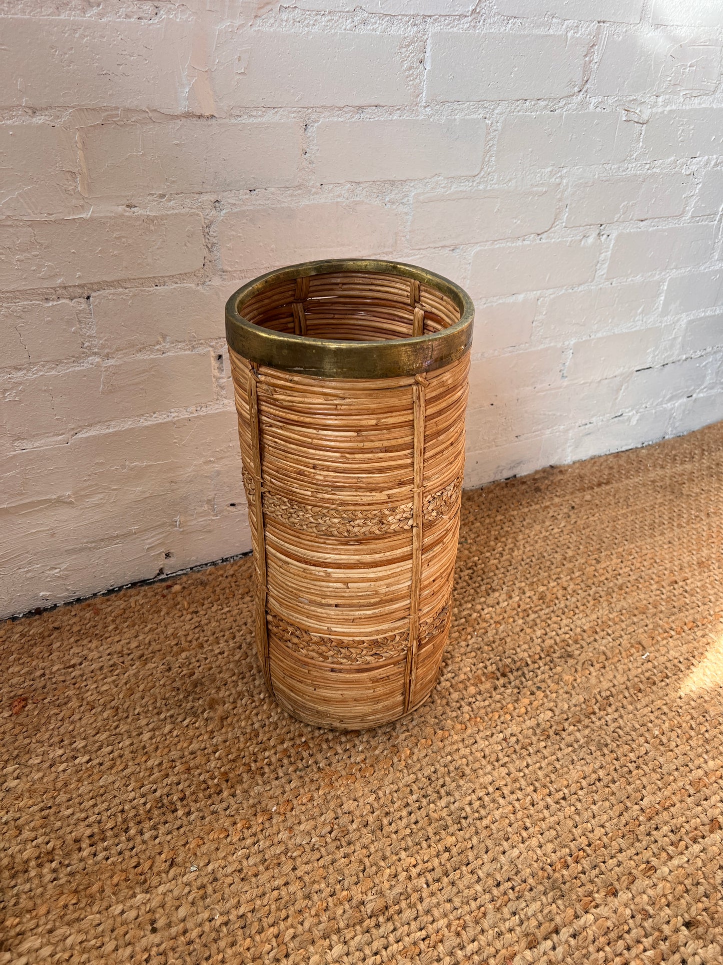 BRASS STYLE WICKER BASKET