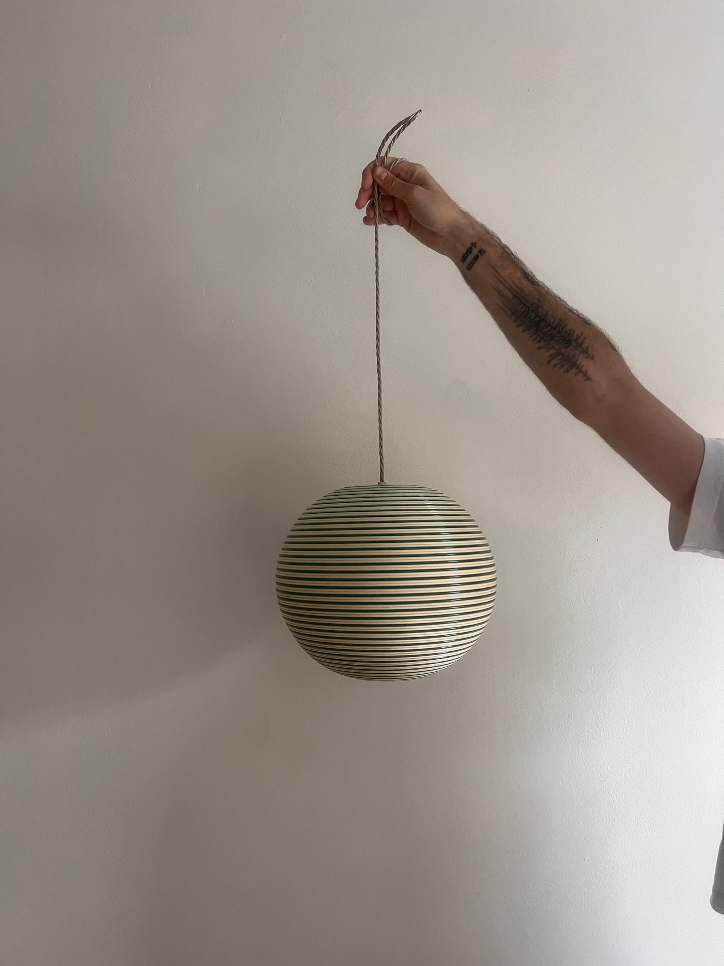 STRIPY GREEN GLOBE LIGHT SHADE