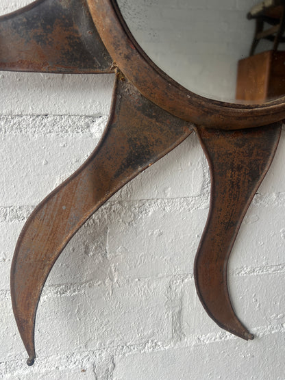 RUSTED IRON SUNBURST MIRROR