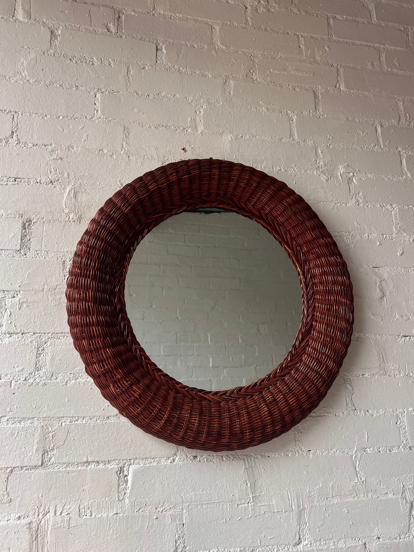 FRENCH WOVEN WICKER MIRROR