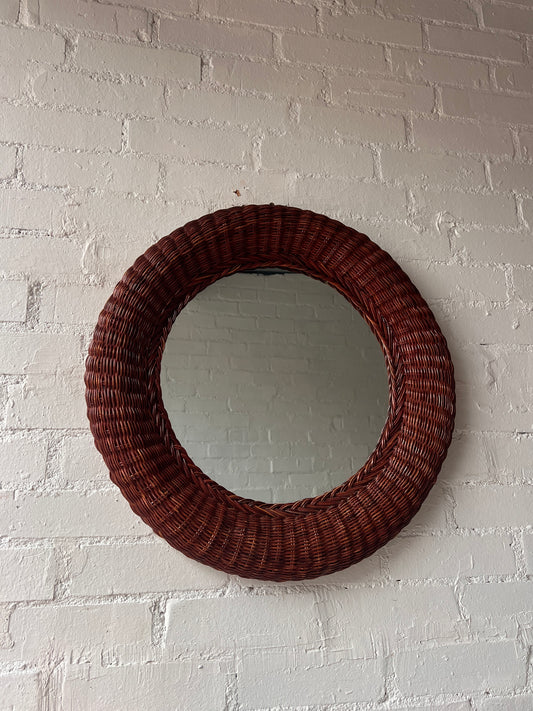 FRENCH WOVEN WICKER MIRROR