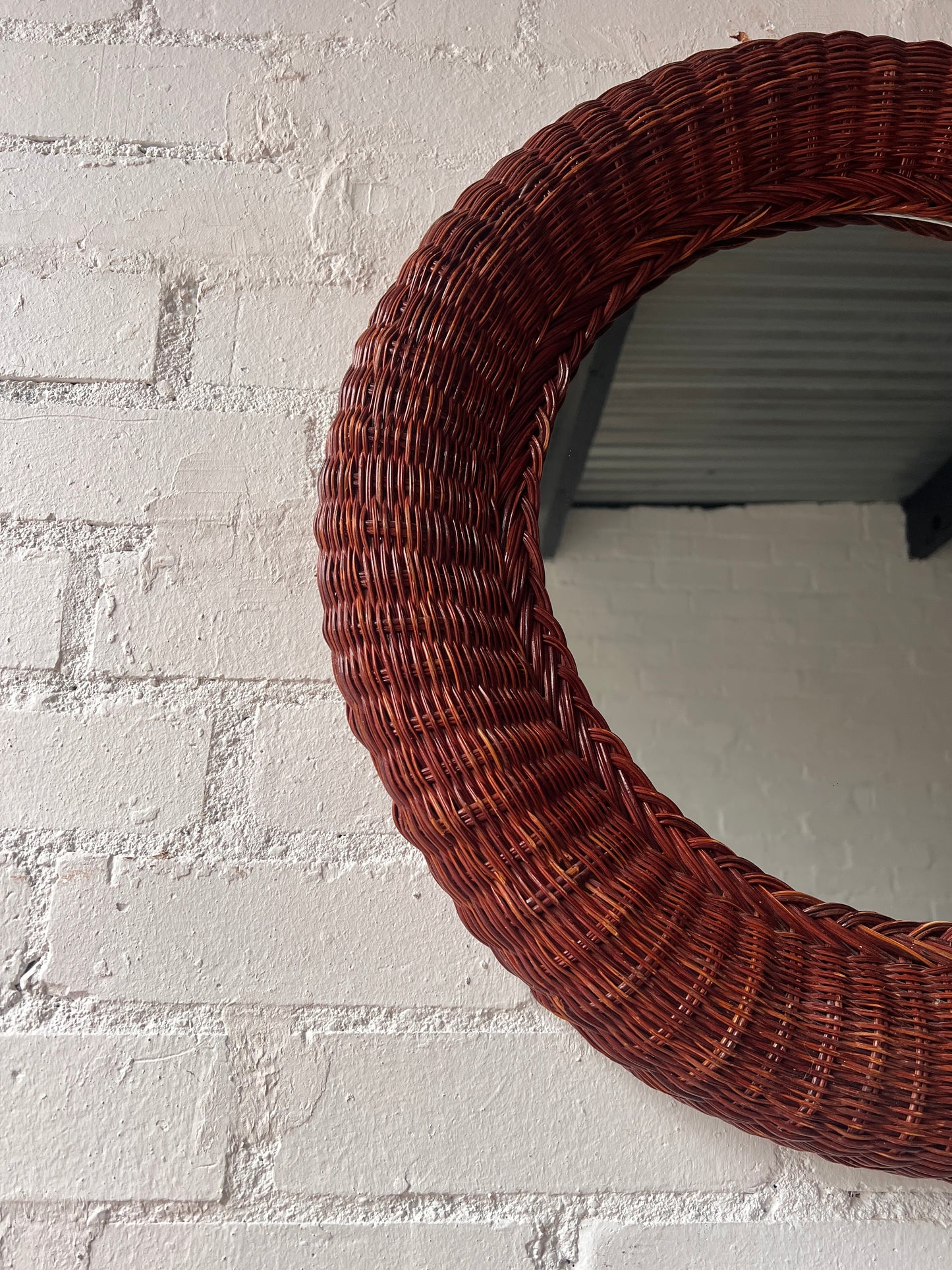 FRENCH WOVEN WICKER MIRROR